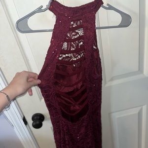 Maroon, homecoming/semi dress with open back detailing
